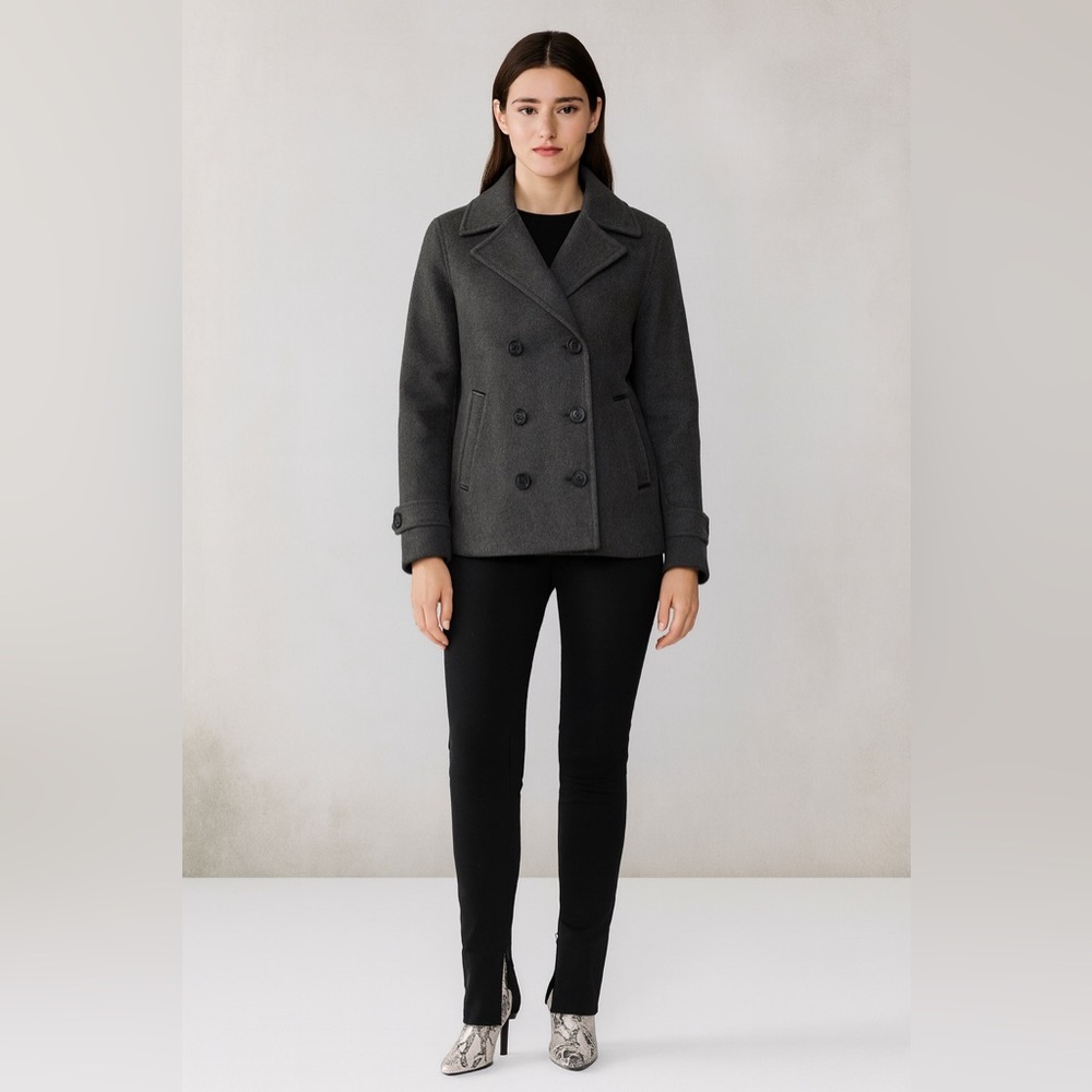 Soia & Kyo Gray Wool Blend Double Breasted Peacoat Women’s Large
